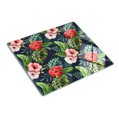Tabla para cortar Flores tropicales con hojas