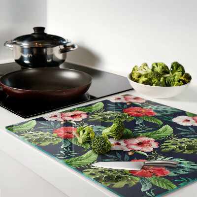 Tabla para cortar Flores tropicales con hojas