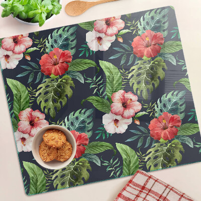 Tabla para cortar Flores tropicales con hojas