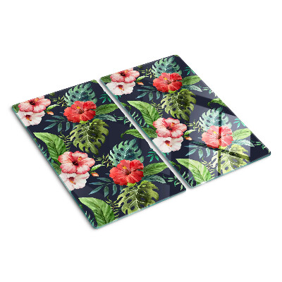 Tabla para cortar Flores tropicales con hojas