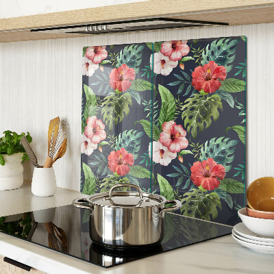 Tabla para cortar Flores tropicales con hojas