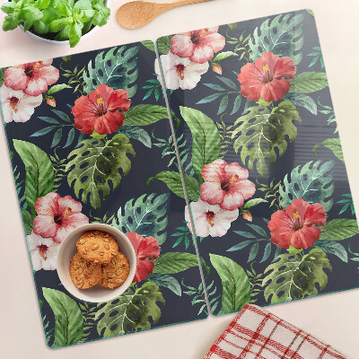 Tabla para cortar Flores tropicales con hojas