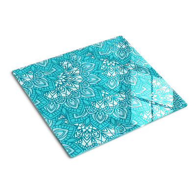 Tabla de cortar de cristal Patrón de mandala en tonos azules