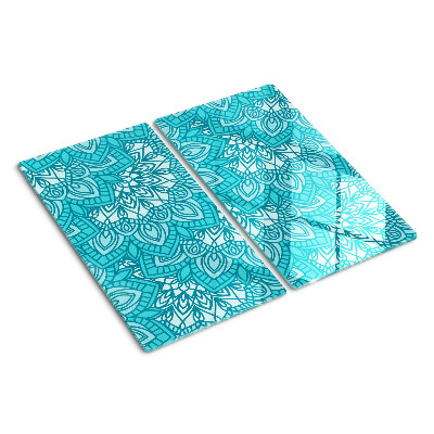 Tabla de cortar de cristal Patrón de mandala en tonos azules