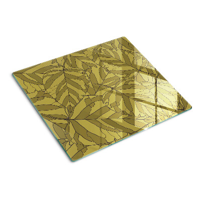 Tabla de cortar de cristal Hojas en tonos dorados