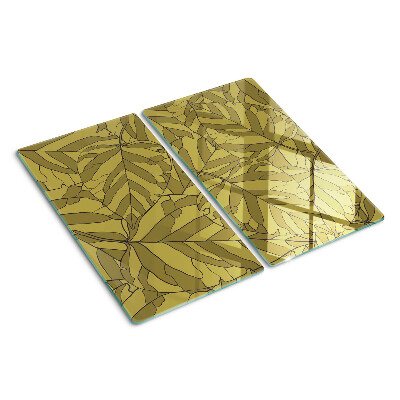 Tabla de cortar de cristal Hojas en tonos dorados