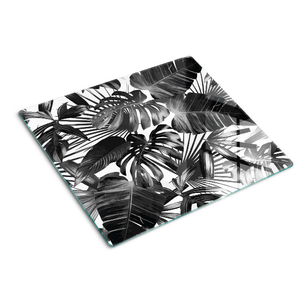 Tabla para cortar Hojas tropicales en blanco y negro