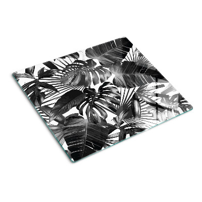 Tabla para cortar Hojas tropicales en blanco y negro