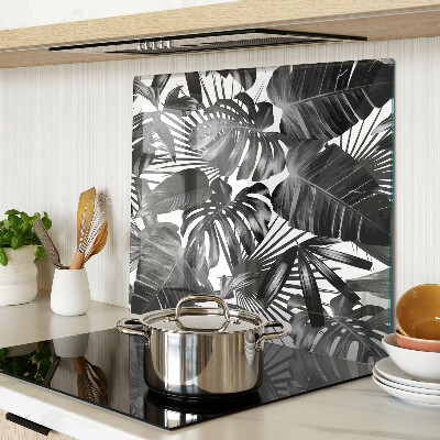 Tabla para cortar Hojas tropicales en blanco y negro