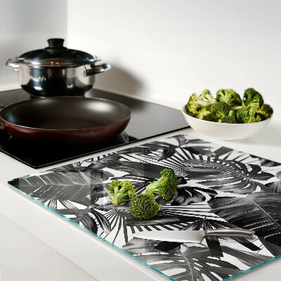 Tabla para cortar Hojas tropicales en blanco y negro