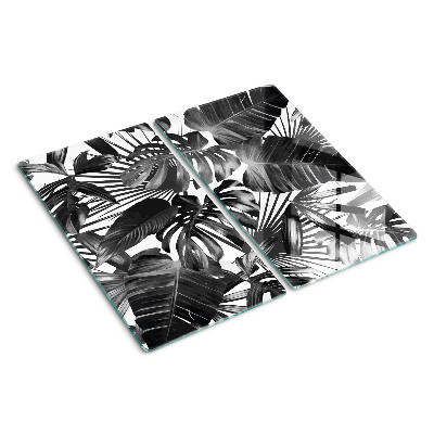 Tabla para cortar Hojas tropicales en blanco y negro