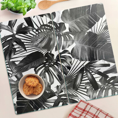 Tabla para cortar Hojas tropicales en blanco y negro