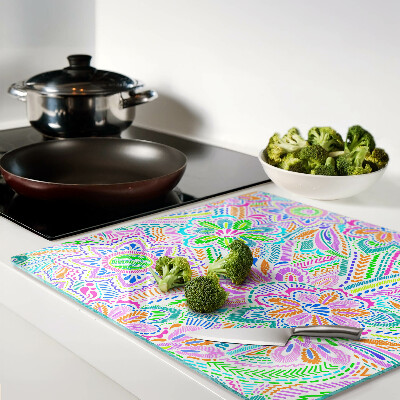 Tabla de cortar de cristal Estampado floral en estilo boho