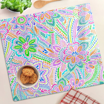 Tabla de cortar de cristal Estampado floral en estilo boho