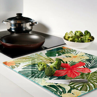 Tabla para cortar Flores y hojas tropicales