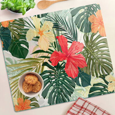 Tabla para cortar Flores y hojas tropicales