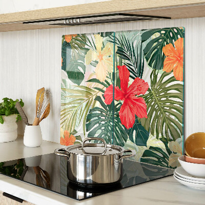 Tabla para cortar Flores y hojas tropicales
