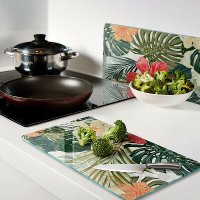Tabla para cortar Flores y hojas tropicales