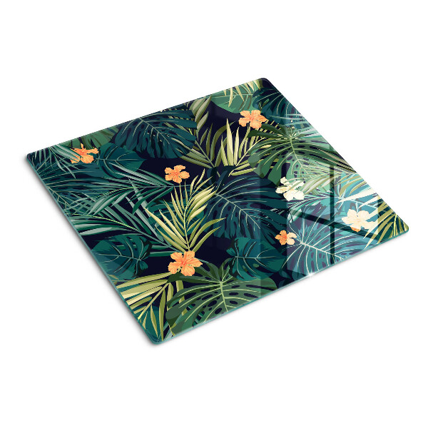 Tabla para cortar Patrón tropical con hojas y flores.