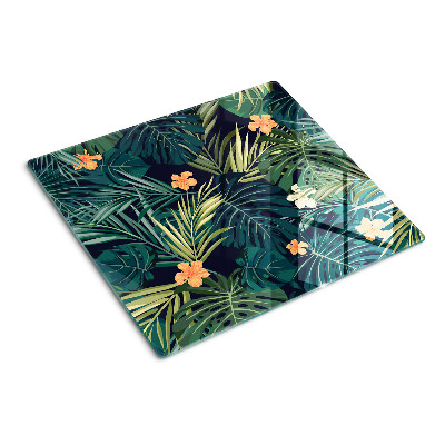 Tabla para cortar Patrón tropical con hojas y flores.
