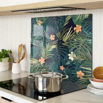 Tabla para cortar Patrón tropical con hojas y flores.