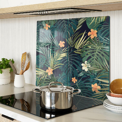 Tabla para cortar Patrón tropical con hojas y flores.