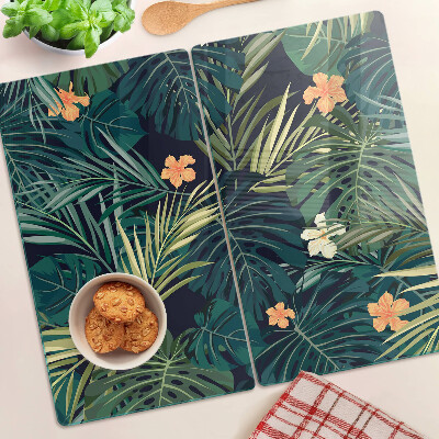 Tabla para cortar Patrón tropical con hojas y flores.