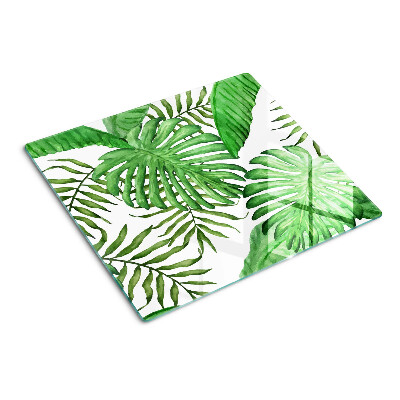 Tabla para cortar Hojas tropicales en tonos verdes.