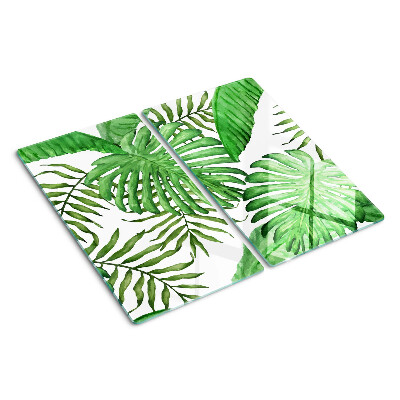 Tabla para cortar Hojas tropicales en tonos verdes.