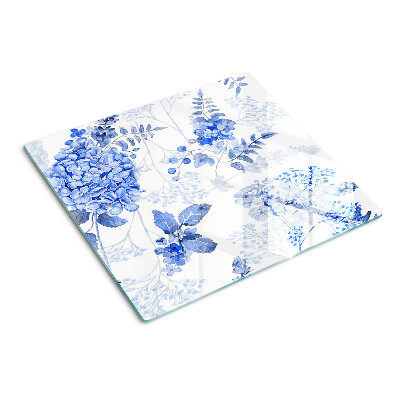 Tabla de cortar de cristal Flores en tonos azules