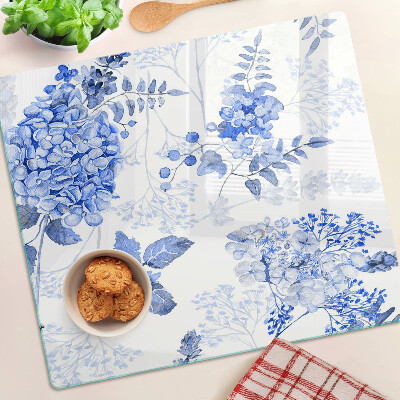 Tabla de cortar de cristal Flores en tonos azules