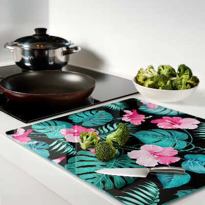 Tabla para cortar Flores y hojas tropicales