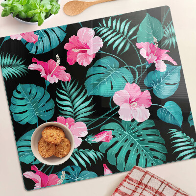 Tabla para cortar Flores y hojas tropicales