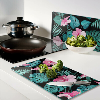 Tabla para cortar Flores y hojas tropicales