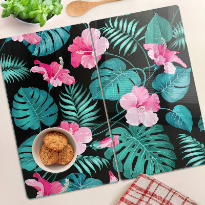 Tabla para cortar Flores y hojas tropicales