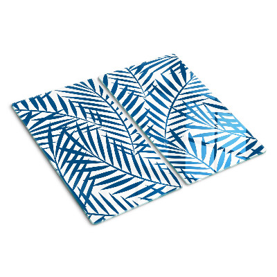 Tabla de cortar de cristal Hojas de palma en tonos azules