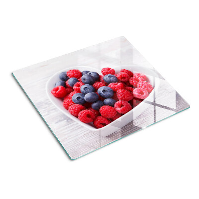 Tabla de cortar de cristal frutas en forma de corazón