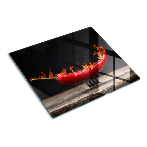 Tabla de cortar de cristal Fuego y chile