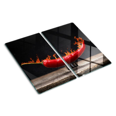Tabla de cortar de cristal Fuego y chile