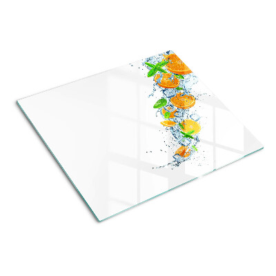 Tabla de cortar de cristal Cítricos en agua