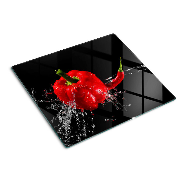 Tabla para cortar Pimiento rojo en agua