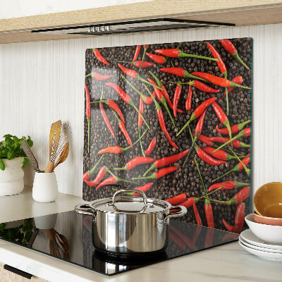 Tabla de cortar de cristal Chiles sobre pimienta negra