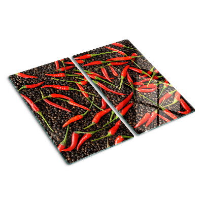 Tabla de cortar de cristal Chiles sobre pimienta negra
