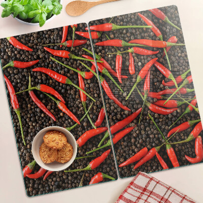 Tabla de cortar de cristal Chiles sobre pimienta negra