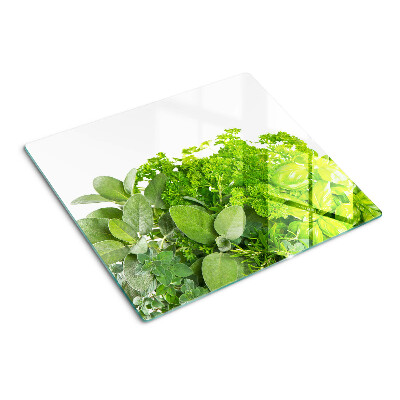 Tabla de cortar de cristal Hierbas y hojas verdes