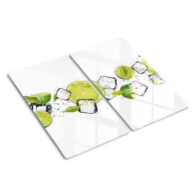 Tabla para cortar Limones con hielo en agua