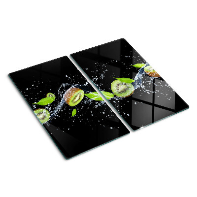 Tabla de cortar de cristal Kiwi en agua con hojas