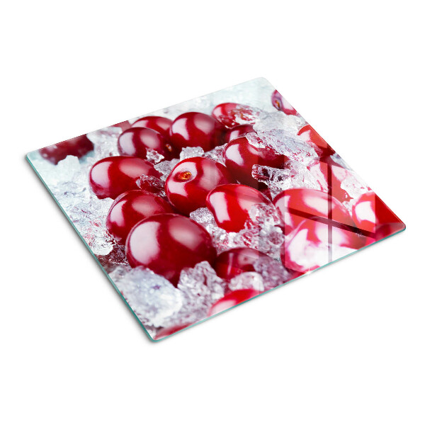 Tabla de cortar de cristal Uvas rojas en hielo