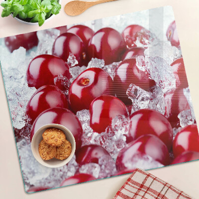 Tabla de cortar de cristal Uvas rojas en hielo