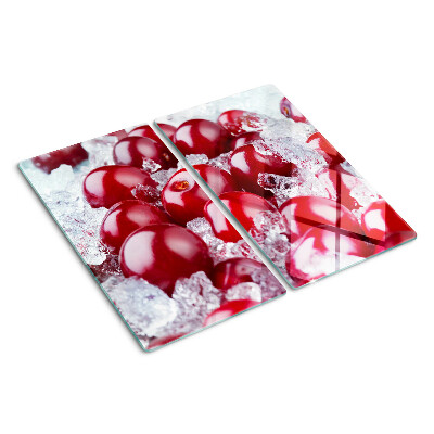 Tabla de cortar de cristal Uvas rojas en hielo